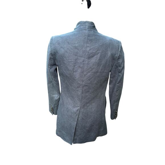 AYR The Coup Navy 100% Linen Notched Open Front Blazer Jacket - 0 - Picture 5 of 10